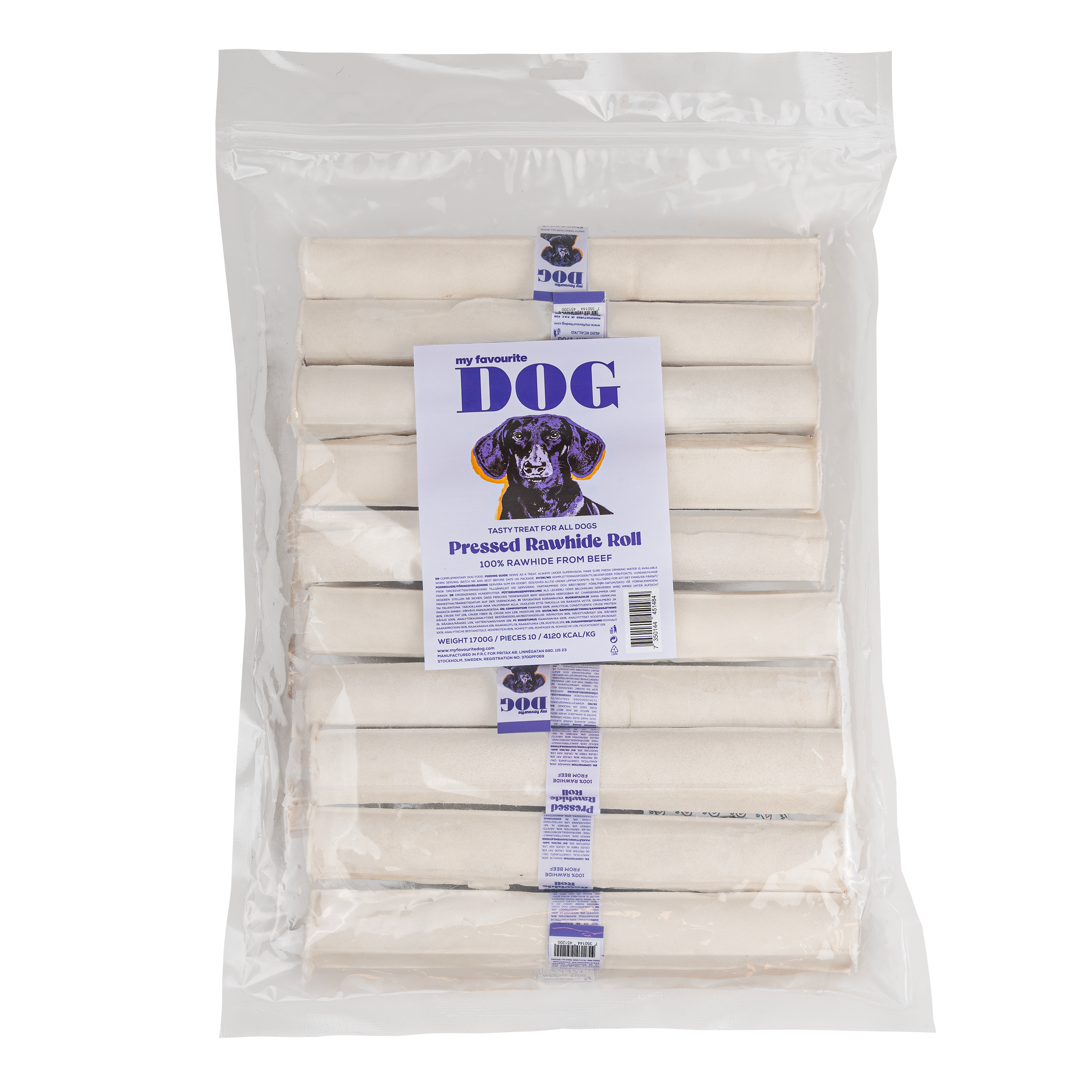 My favourite DOG - Pressed Rawhide chew Roll 25 cm, 10-pack - Hund - Hundgodis - ZOO.se