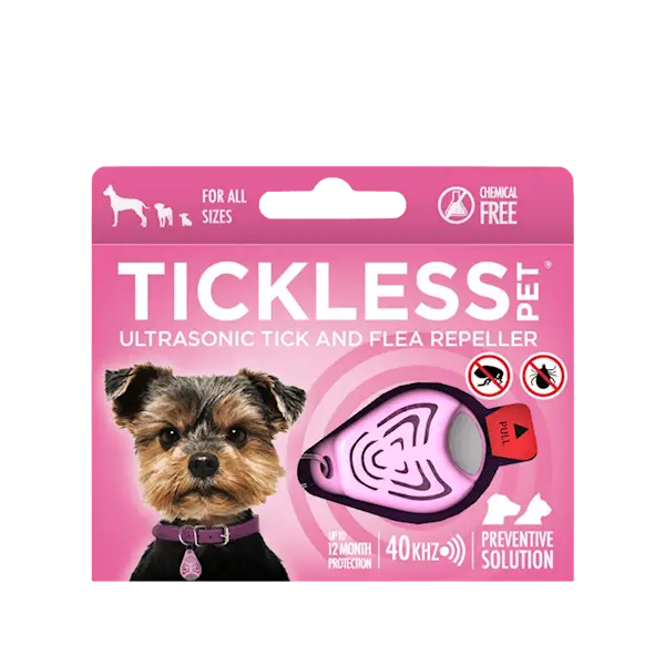 Tickless Pet Ultrasonic Tick and Flea Repeller - Vaaleanpunainen punkkikarkotin 1 kpl