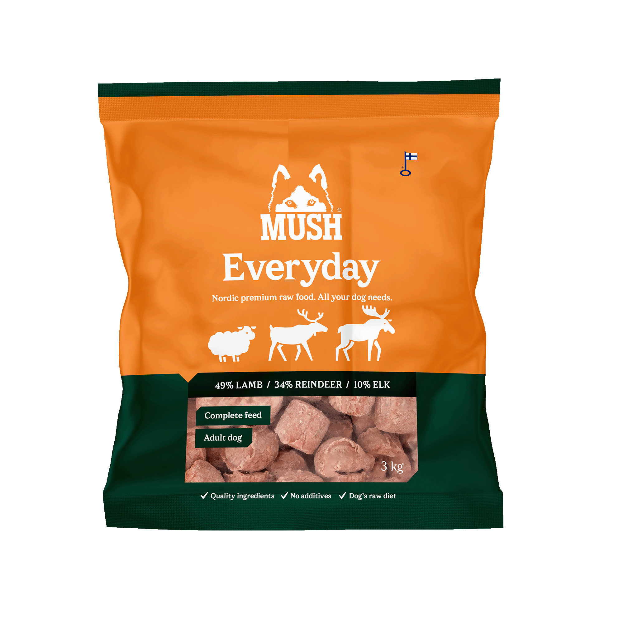 Mush Vaisto Wild Ren-Lamm-Älg Grön 3 kg - Köttbullar