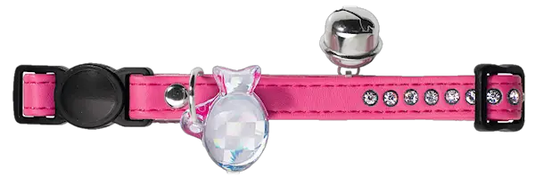 Cat Collar Modern Art Luxus Artificial Leather Pink/White One-Size