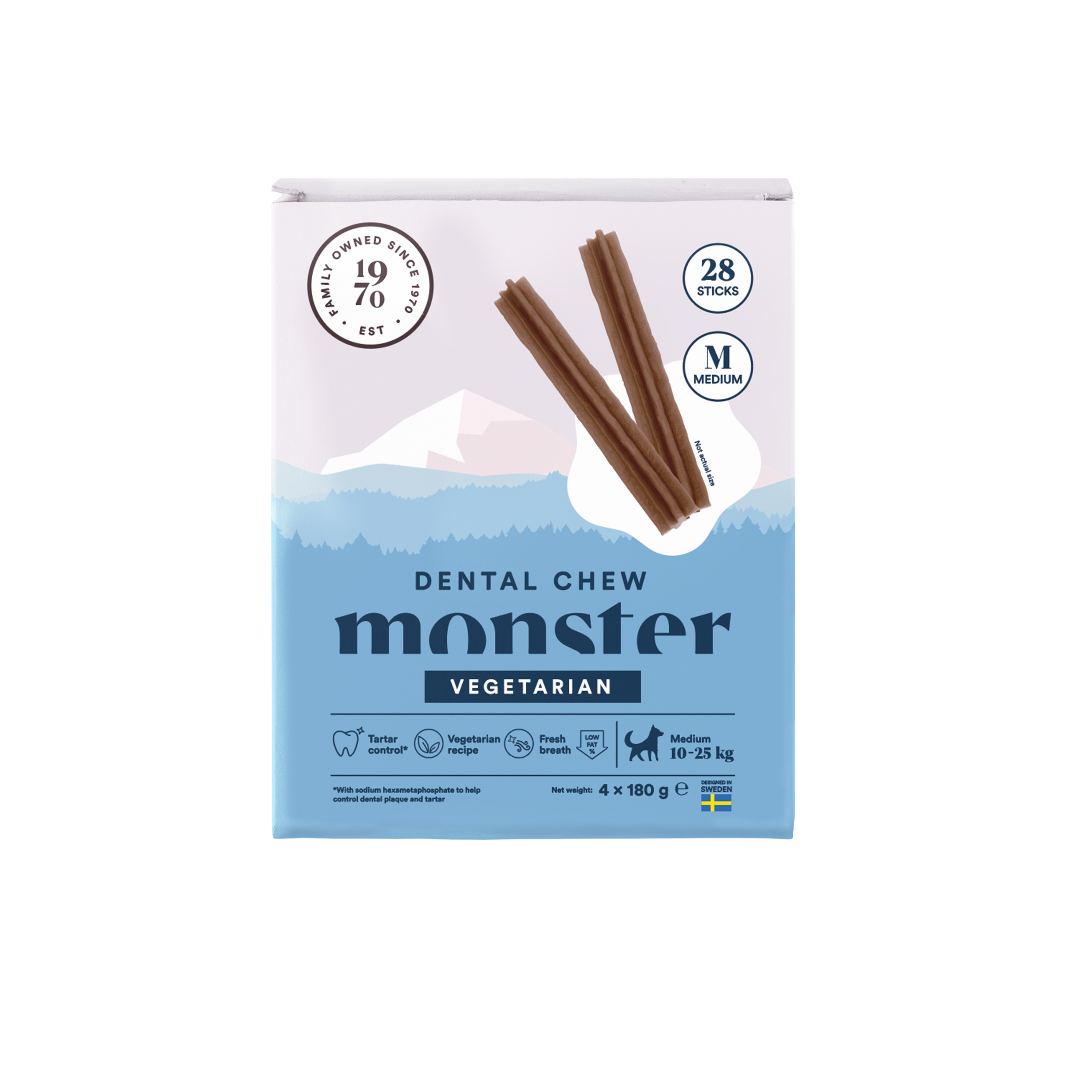 Monster Pet Food - Dog Dental Chew Vegetarian Medium Month 28 stk. 720 g - Hund - Hundegodbiter & tyggebein - Dental tyggebein & tanntyggebein - ZOO.no