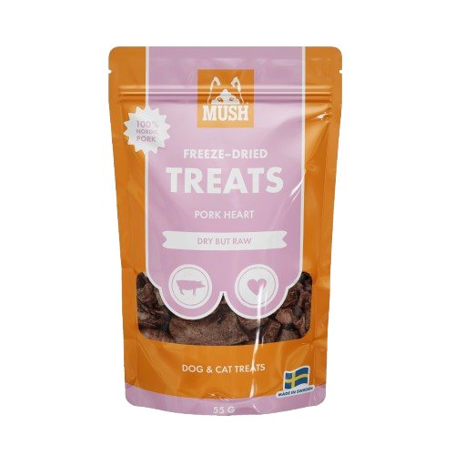 Mush - Treats Frystorkat Gris Hjärta 50 g - Hund - Hundgodis - ZOO.se