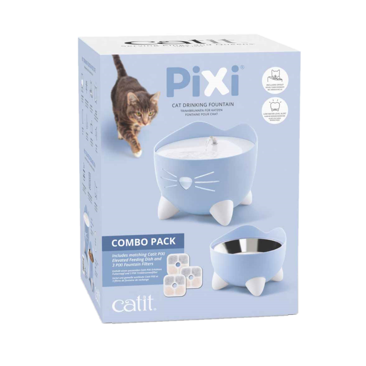 Catit - Vattenfontän med matskål Pixi Blå - Katt - Matplats & Vattenfontäner för katt - ZOO.se