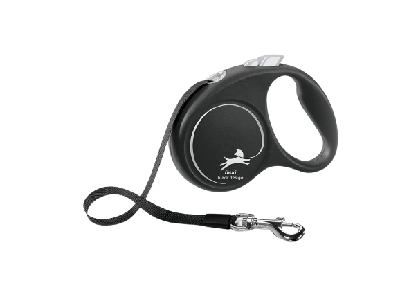 Flexi - Rullkoppel Black Design Tape, 5m, S, max 15kg, Silver - Hund - ZOO.se
