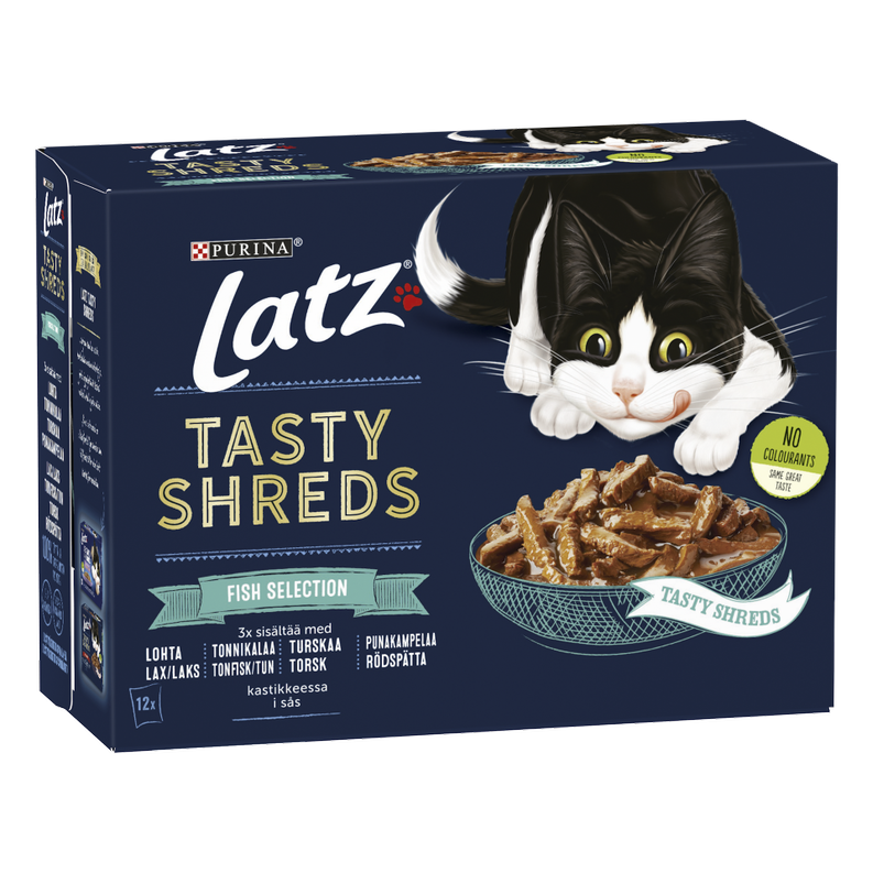 Purina - Tasty Shreds Fish Selection 12 x 80 g - Katt - Kattfoder & kattmat - ZOO.se