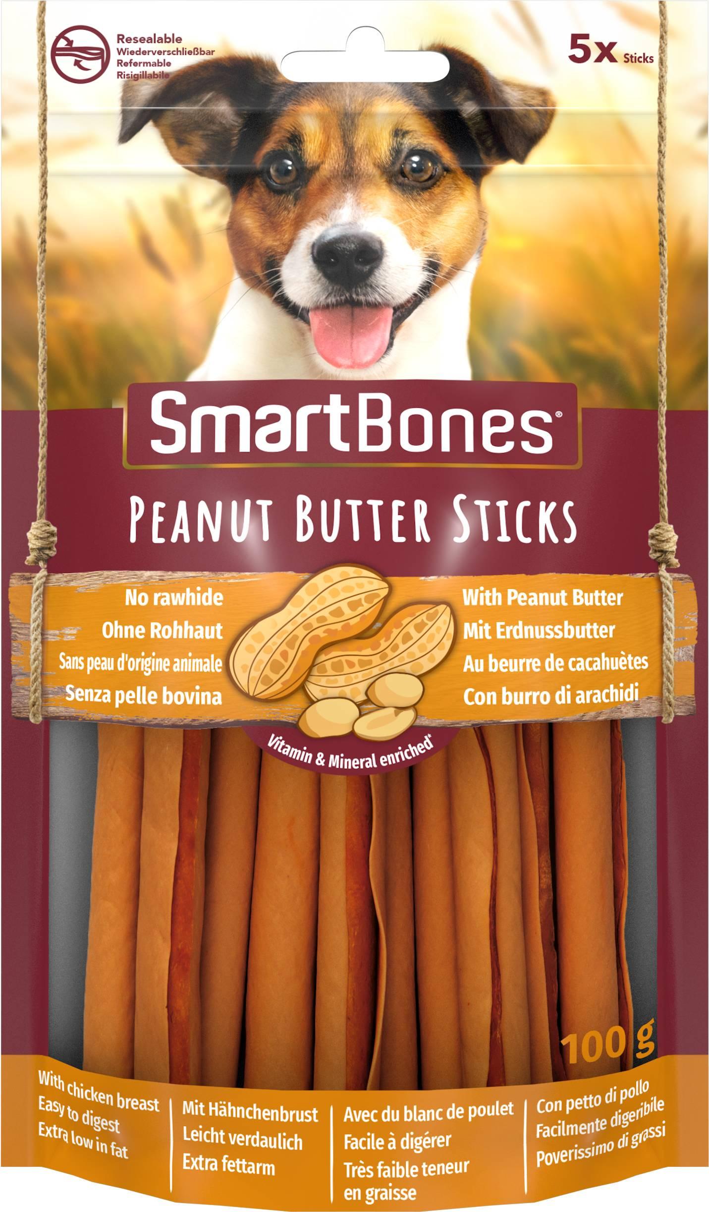 SmartBones® - Sticks Peanøttsmør 5-pakning - Hund - Hundegodbiter & tyggebein - Hundebein & tyggekringler - ZOO.no