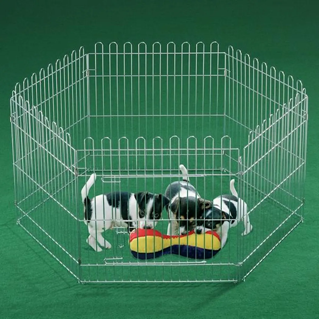 Zink Plated Puppies Play Pen