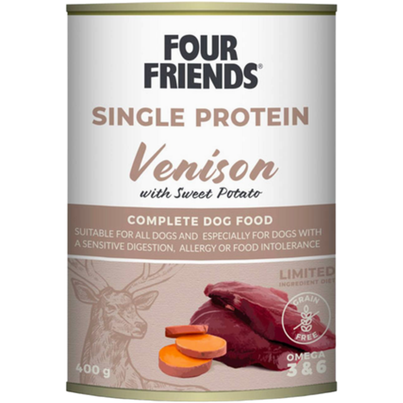 Dog Single Protein hjortekjøtt og søtpotet 400 g x 12 - Hund - Hundefôr & hundemat - Våtfôr & våtmat - FourFriends