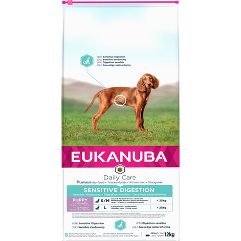 Hund Daily Care Puppy Sensitive Digestion 12 kg - Hund - Hundefôr & hundemat - Tørrfôr for hund - Eukanuba