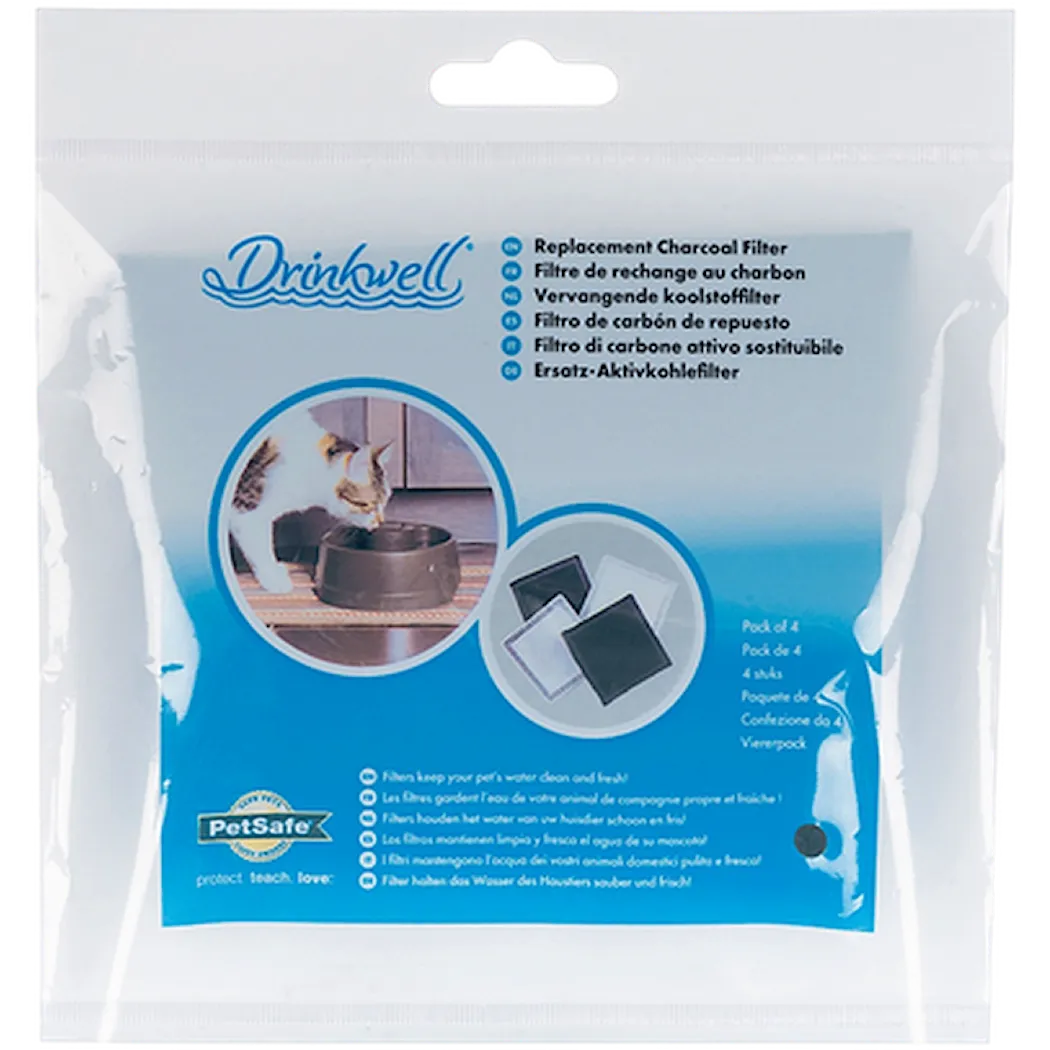 Drinkwell Current Fountain Replacement Charcoal Filter Black 4-pack
