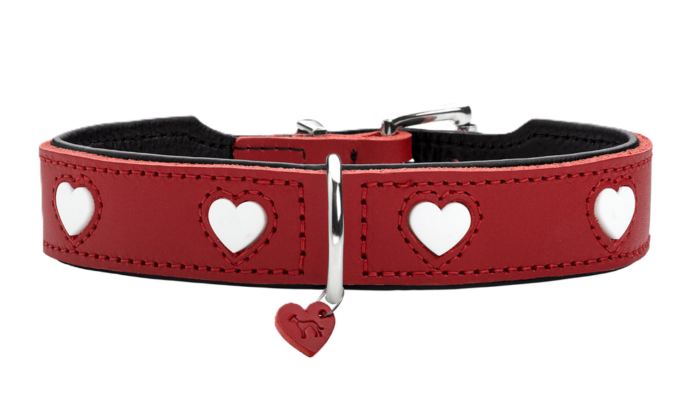 Hunter Collar Love Cowleather Red/Black