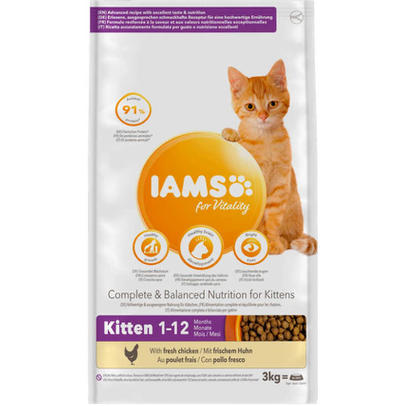 Cat Kitten Chicken 3 kg - Katt - Kattfoder & kattmat - Torrfoder till katt - Iams - ZOO.se
