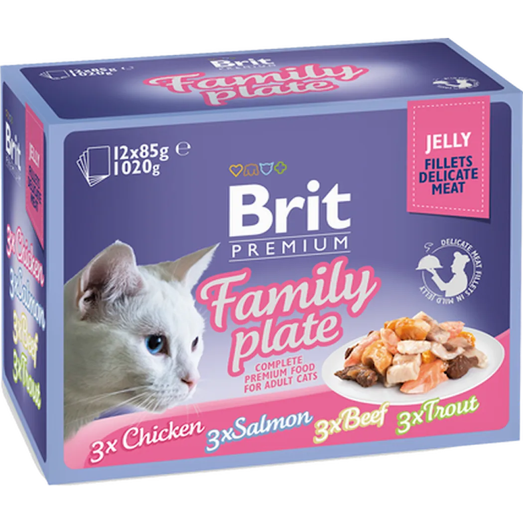 Cat Delicate Fillets in Jelly Family Plate 85 g x 12 st - Portionspåsar
