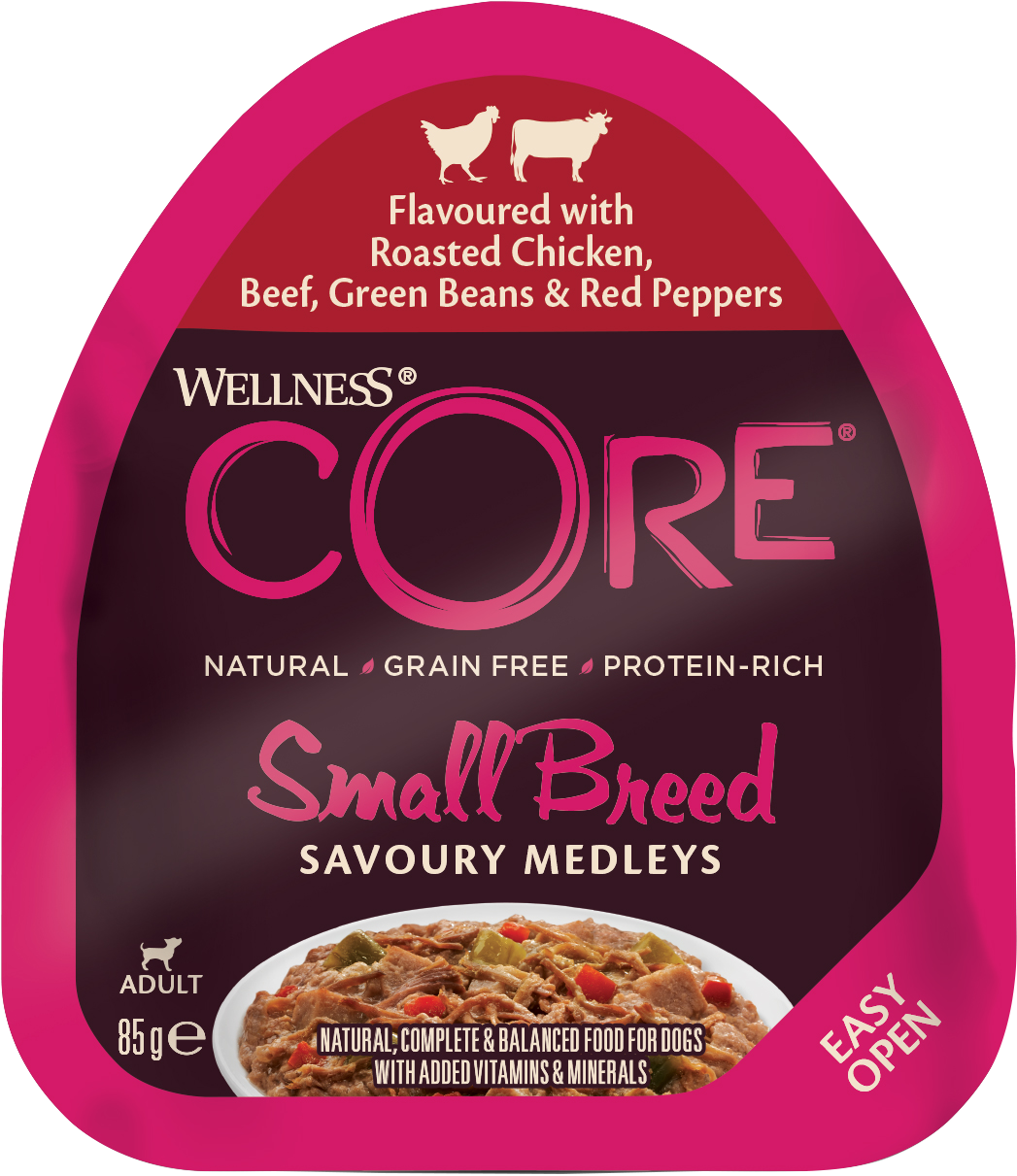 CORE Petfood - Dog Adult Savoury Medleys Small Breed Chicken, Beef, Beans & Pepper Wet 12 x 85 g - Hund - ZOO.se