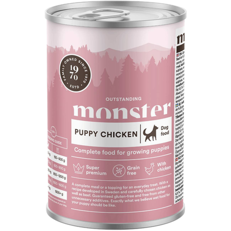 Dog Puppy Chicken/Beef Burk 400 g x 6 - Hund - Hundefôr & hundemat - Våtfôr & våtmat - Monster Pet Food