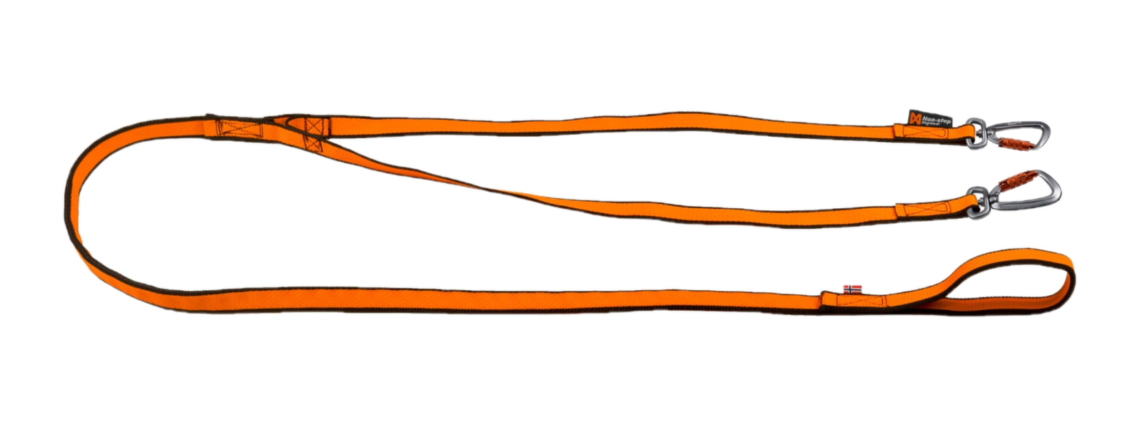 Strikkbånd dobbelt sort/oransje one size - Hund - Halsbånd, kobbel & sele - Hundebånd & hundekobbel - Non-Stop Dogwear