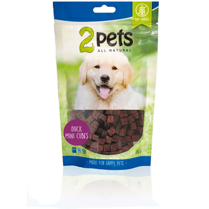2 pets - Dogsnack MiniCubes Duck 100 g - Hund - Hundgodis - Naturligt hundgodis - ZOO.se
