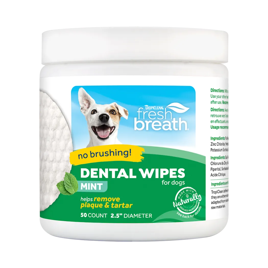 TropiClean Fresh Breath Dental Wipes 50 stk.