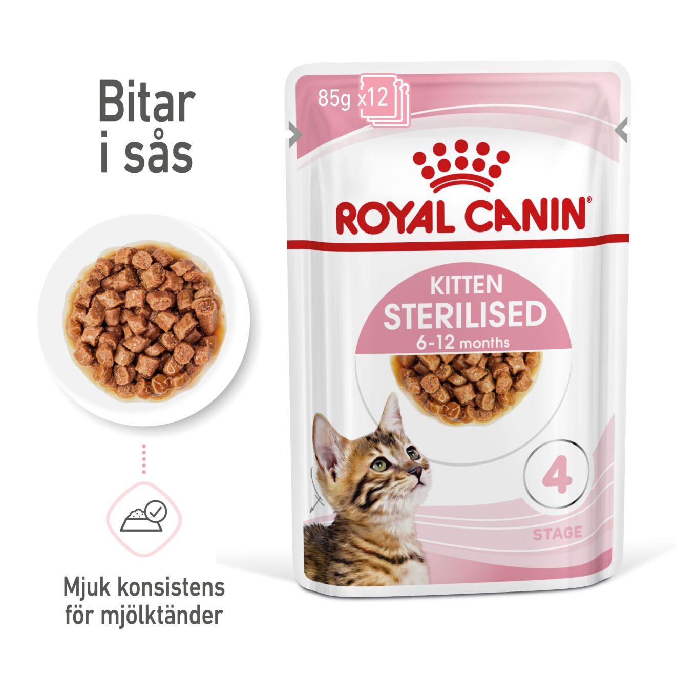 Kitten Sterilised Gravy Våtfoder för kattunge 85 g x 12 st
