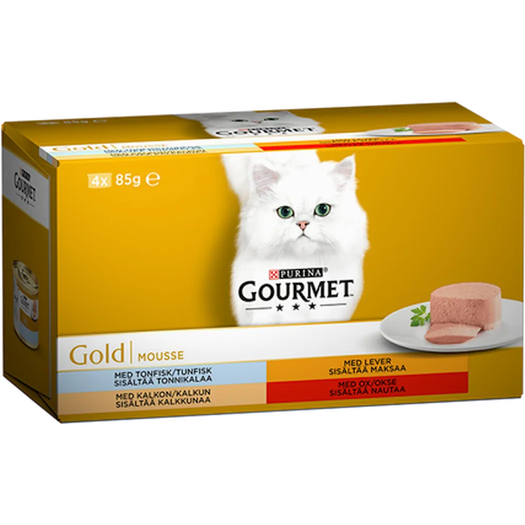 Purina Gourmet Gold Gold mousse Selection - Menybox 85 g x 12 st - Hel Låda