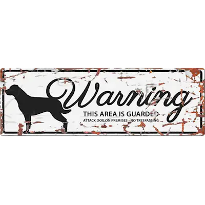 Varningsskylt Rottweiler Metal Engelska