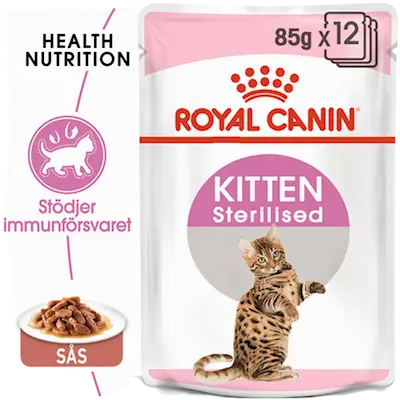 Feline Wet Kitten Sterilised Gravy 85 g x 12 st - Portionspåsar