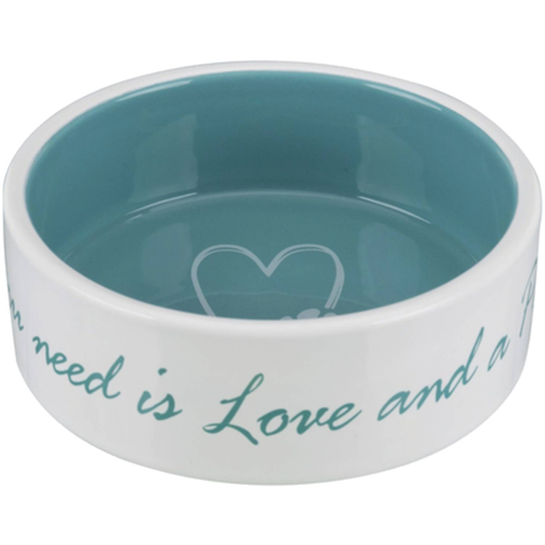 Pet's Home Ceramic Bowl 0.3 l/ø12 cm Cream/Petrol