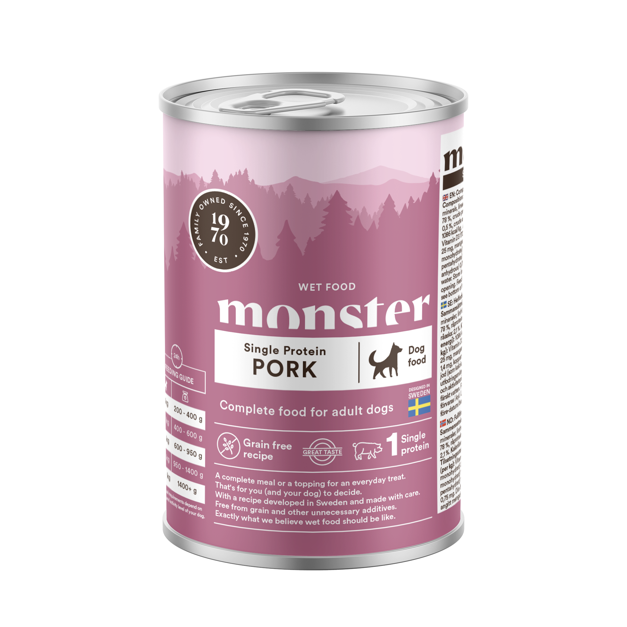 Monster Pet Food - Dog Adult Single Protein Pork Can 400 g - Koirat - Koiranruoka - Märkäruoka