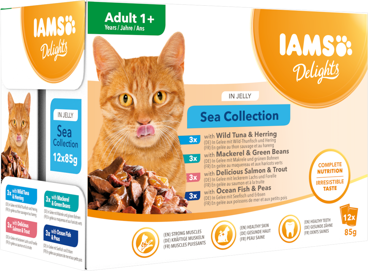Iams - Cat Delights Jelly Multipack Sea 12x85g - Katt - Kattfoder & kattmat - ZOO.se