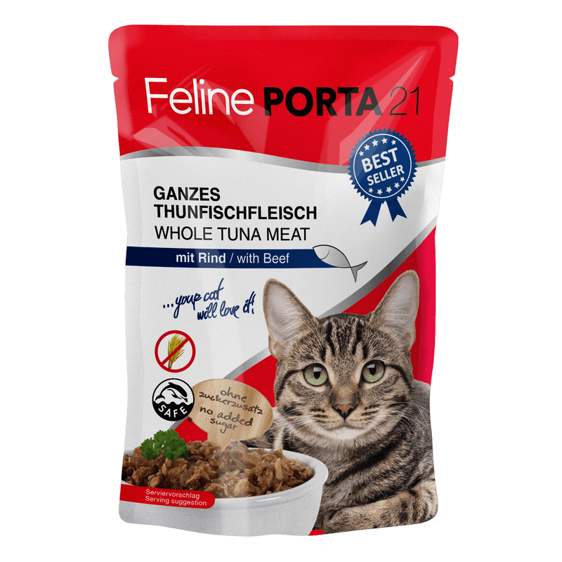 Porta21 - Feline Tuna with Beef Cat Pouch 100g - Katt - Kattfoder & kattmat - ZOO.se