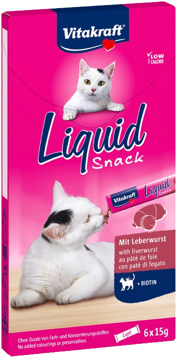 Vitakraft - Liquid Snack Leverkorv + Biotin 6x15g - Katt - Kattgodis & Kattgräs - ZOO.se