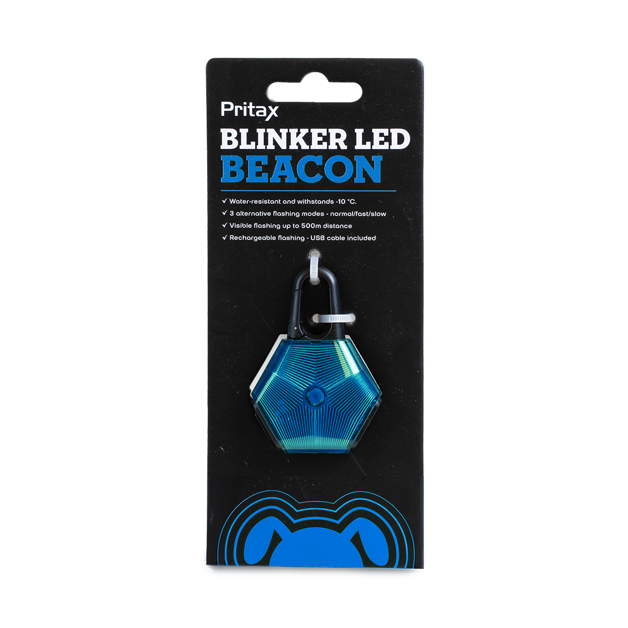 Pritax Blinkende LED-fyr, 5x6,5 cm, blå
