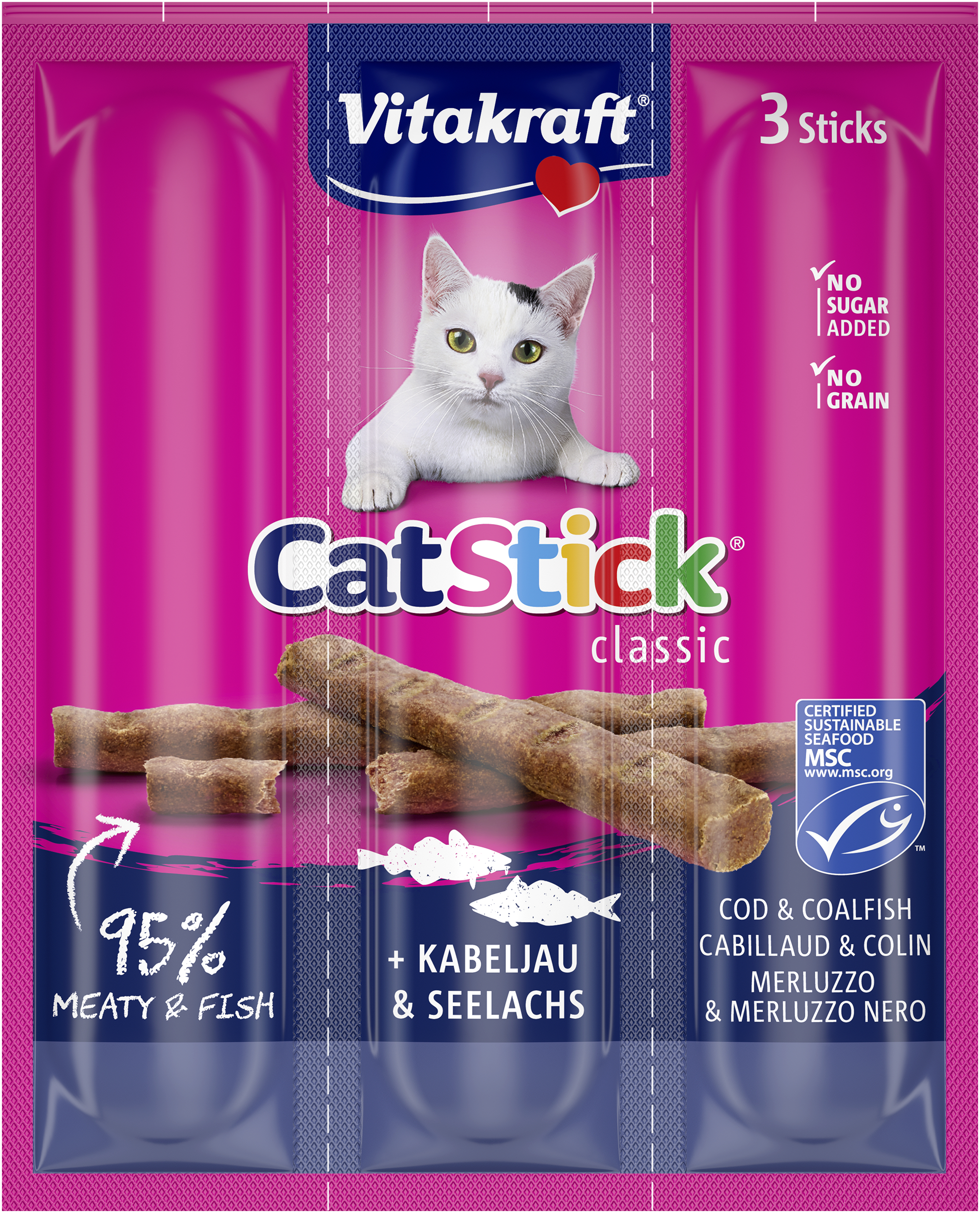Vitakraft - CatSticks Mini Torsk/Tonfisk 6 g x 3 st - Katt - Kattgodis & Kattgräs - ZOO.se