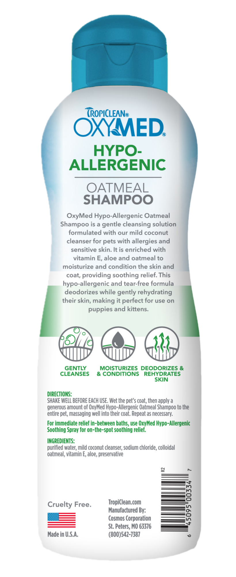 tropiclean oxymed hypoallergenic oatmeal shampoo b