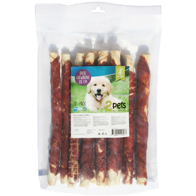 2 pets - Dogsnack Duck Chewbone 28cm/12st - Hund - Hundgodis - ZOO.se