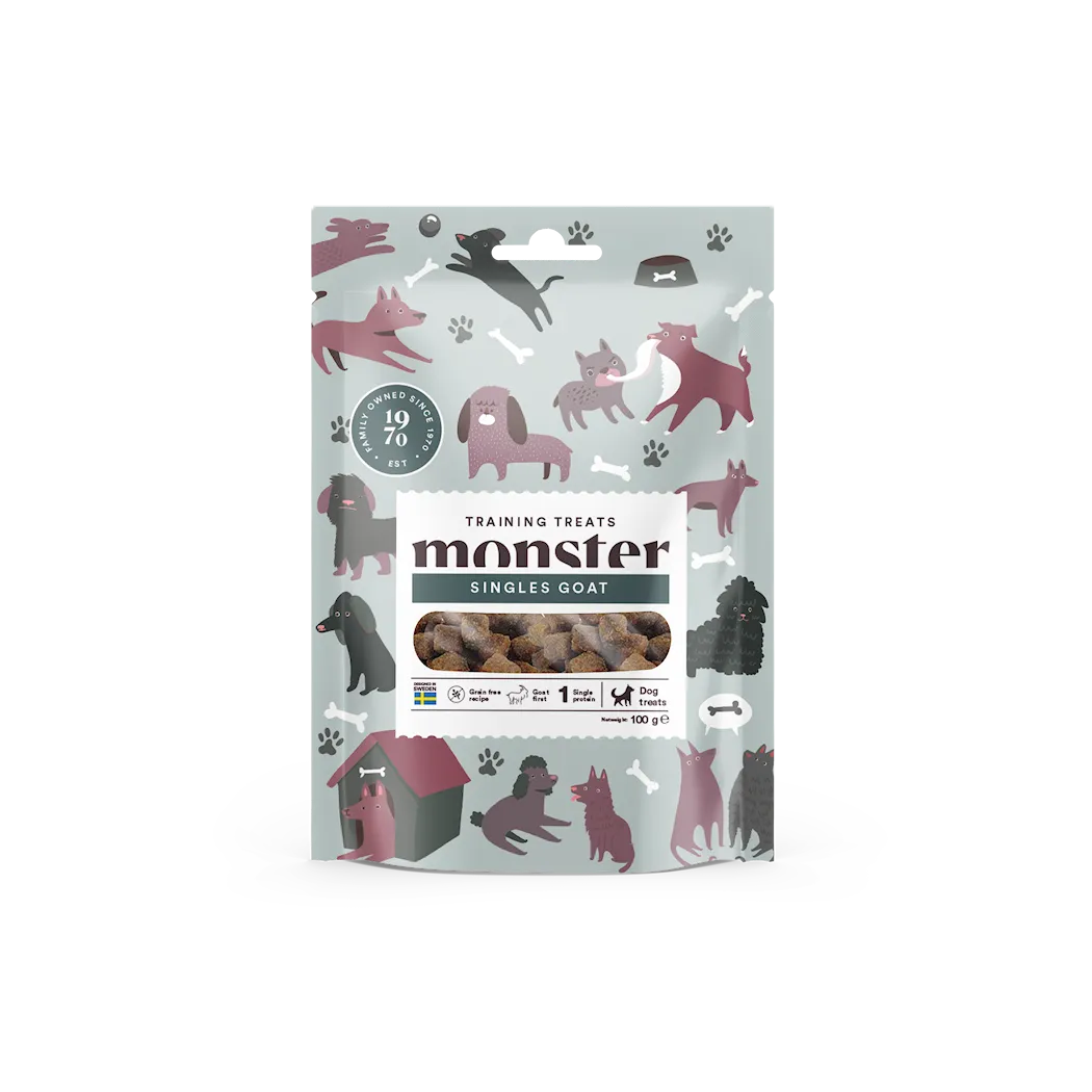 Monster Pet Food Hundetreningsgodbiter av geit 100 g