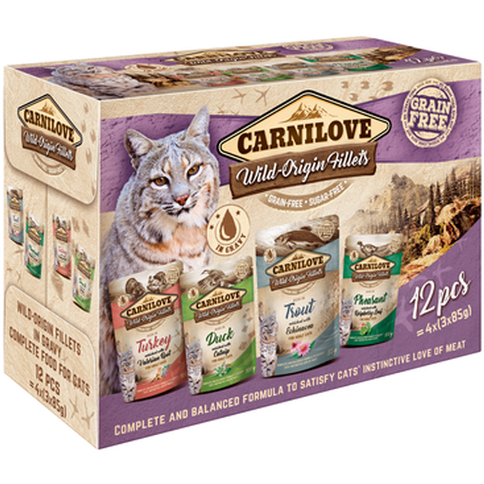 Cat Wet Food Pouch Adult Multipack 85 g x 12 st - Katt - Kattfoder & kattmat - Blötmat & våtfoder till katt - Carnilove - ZOO.se