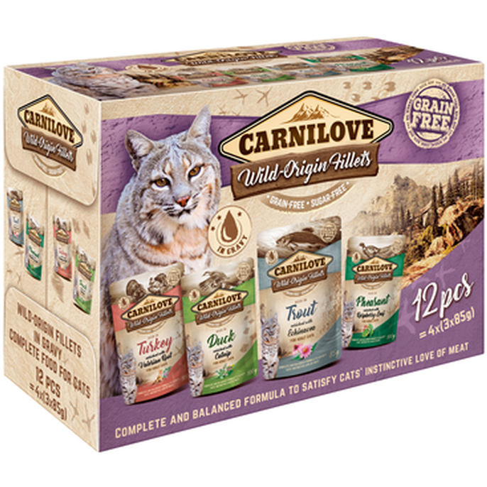 Carnilove - Cat Wet Food Pouch Adult Multipack 85 g x 12 st - Katt - Kattfoder & kattmat - ZOO.se