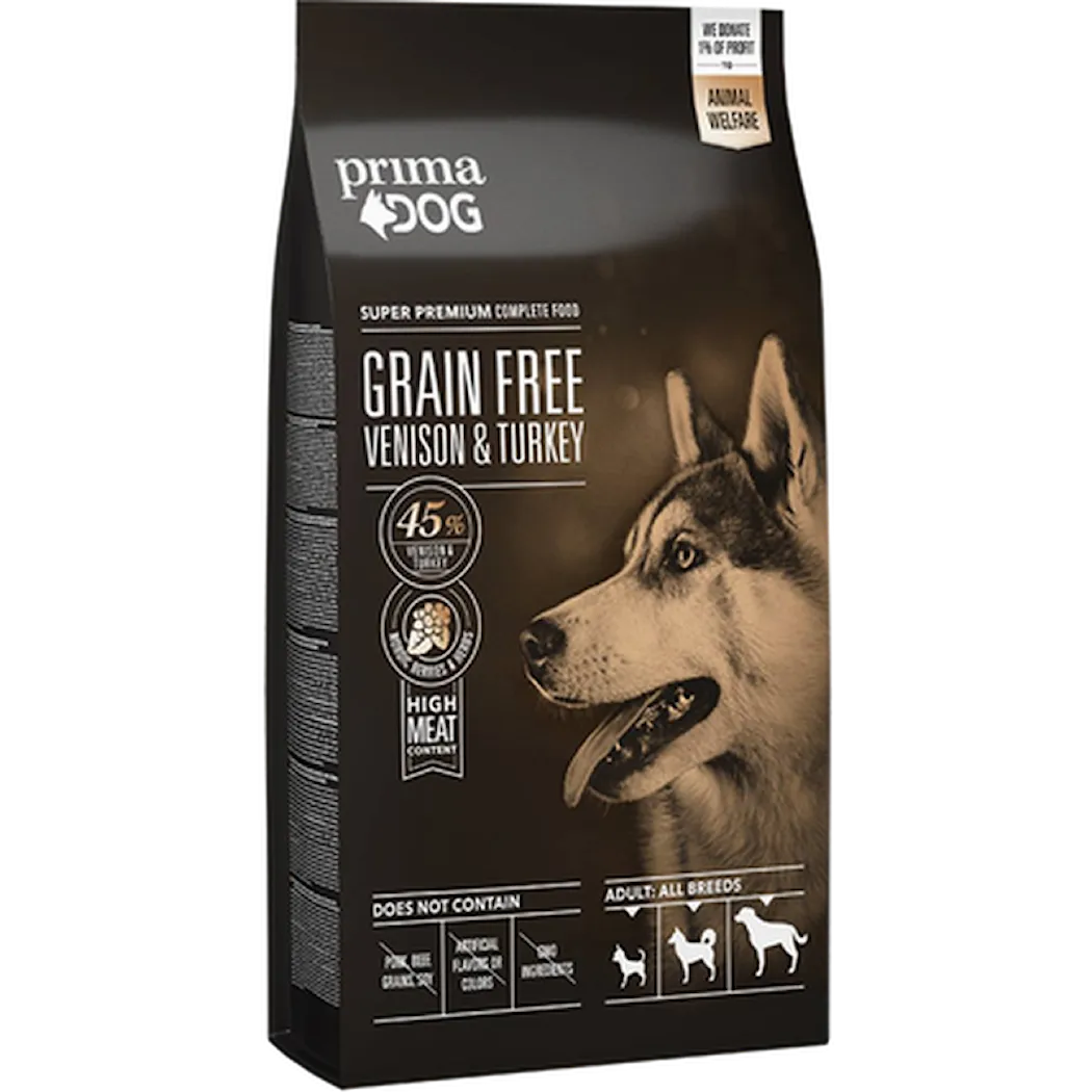 Prima Dog Adult All Breed Grain Free Hjort & kalkon