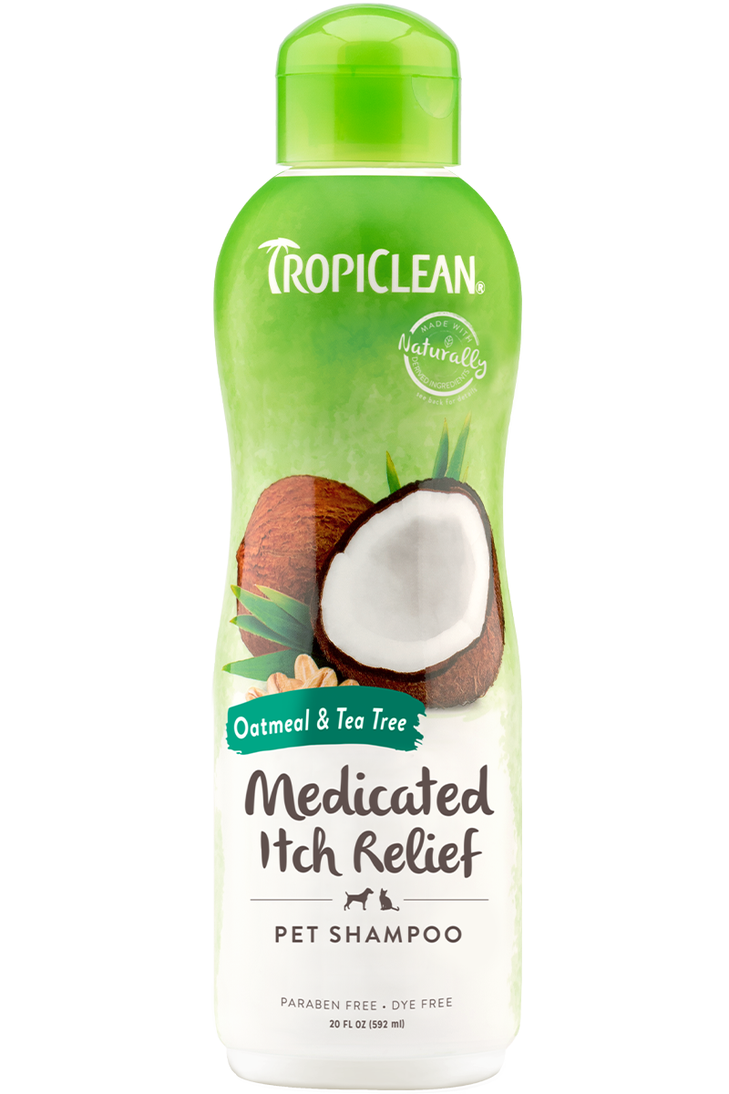 Oatmeal & Tea Tree Medicated Itch Relief Shampoo for Pets 355 ml - Hund - Pälsvård Trim & Hundbad - Hundschampo - TropiClean - ZOO.se
