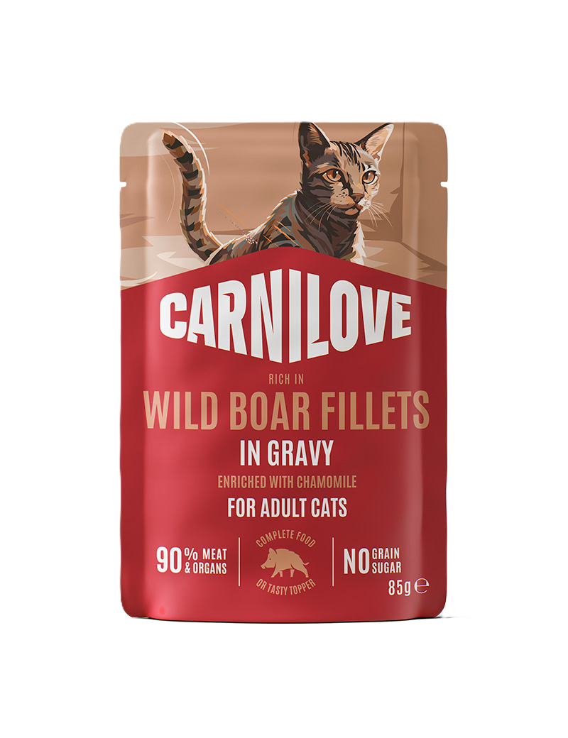 Carnilove Cat Pouch Gravy rich in Wild Boar enriched with Chamomile 85g