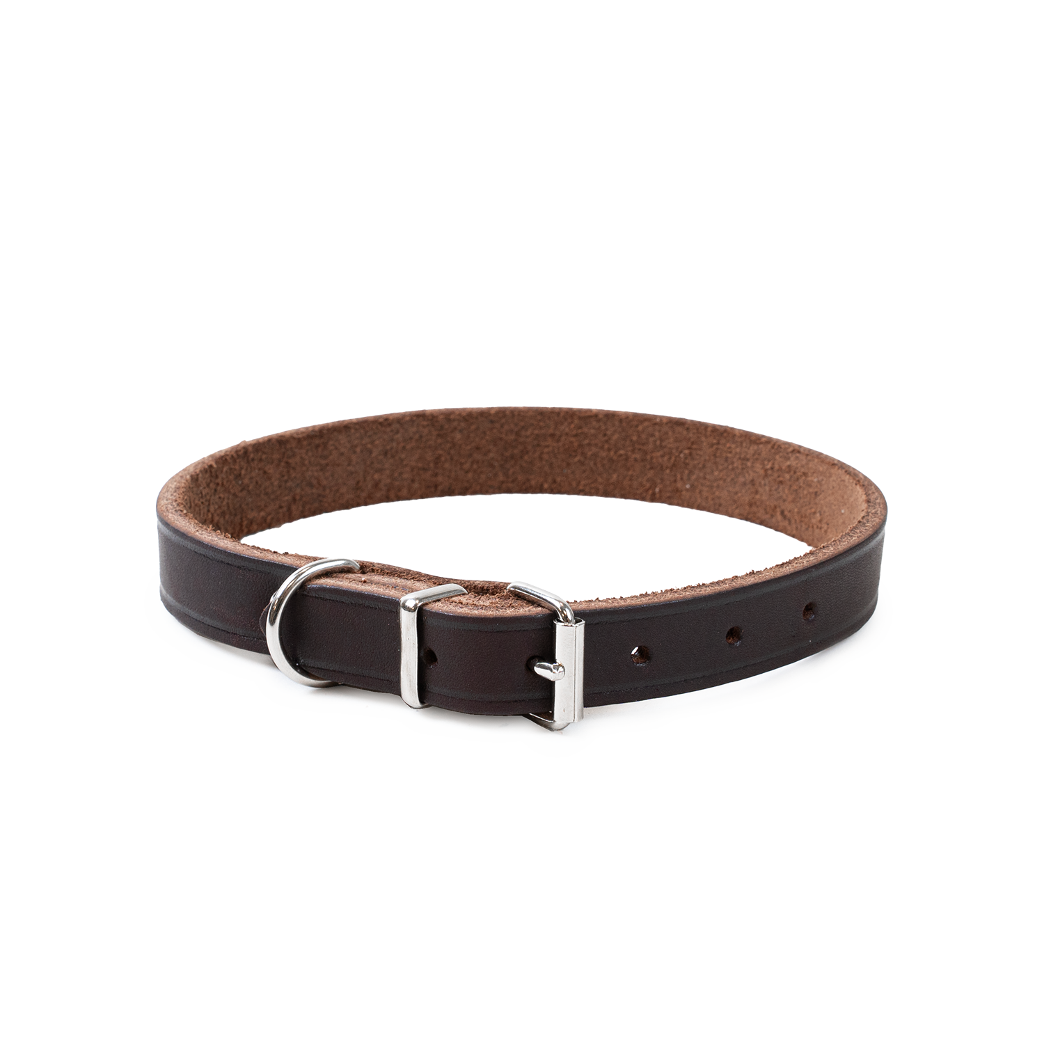 Läderhalsband Hera ställbart Brun 16 mm x 28-35 cm