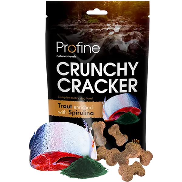 Dog Crunchy Cracker Ørret beriket med Spirulina 150 g