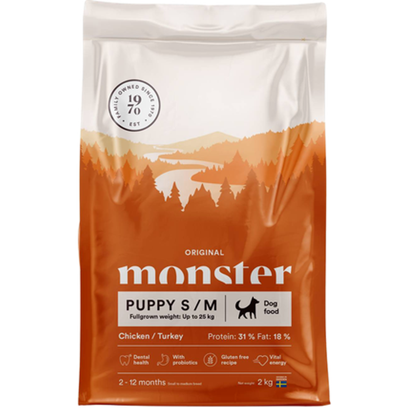Monster Pet Food - Dog Original Puppy S/M Chicken/Turkey Orange 12 kg - Koirat - Koiranruoka - Kuivaruoka
