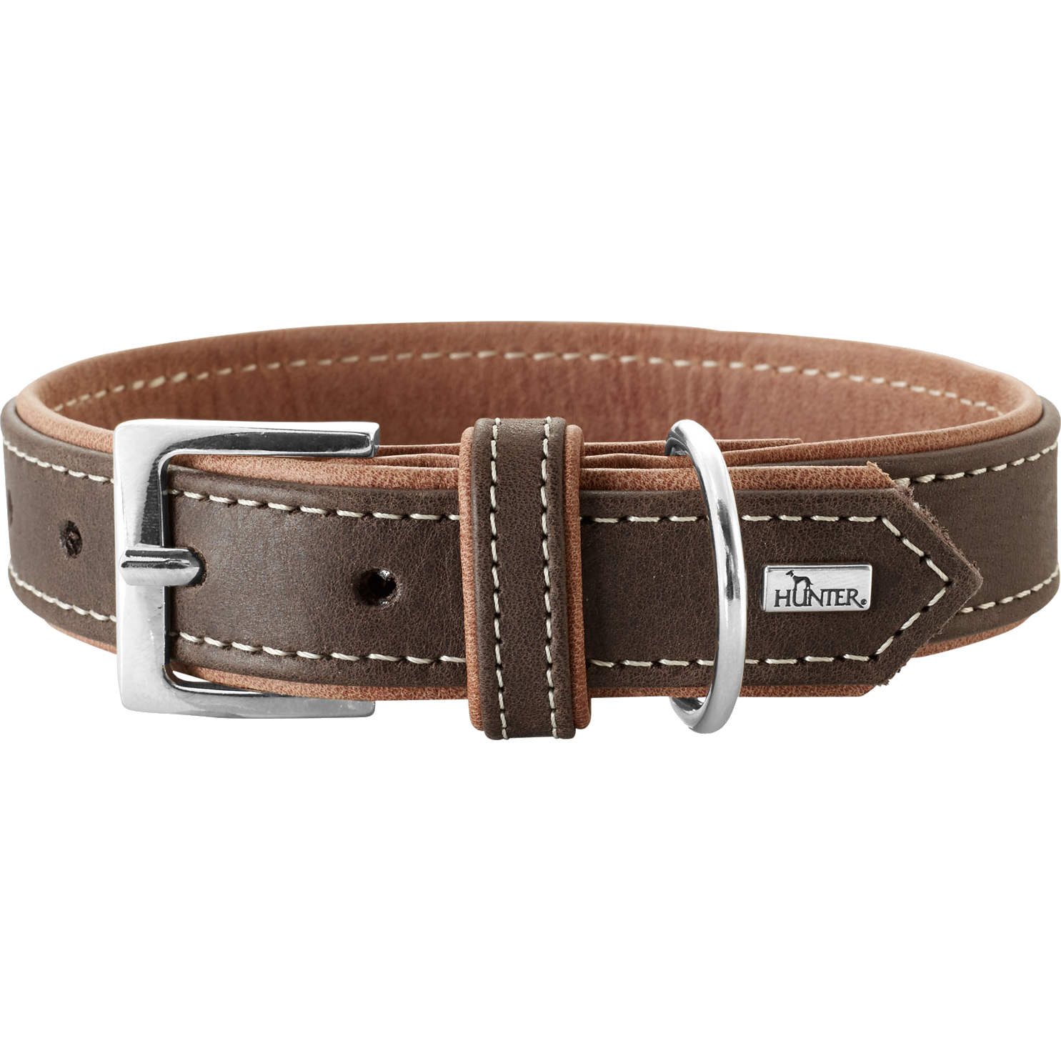 Hunter - Hundhalsband Porto Mörkbrun/Cognac 30 - Halsmått 21-25cm - Hund - ZOO.se