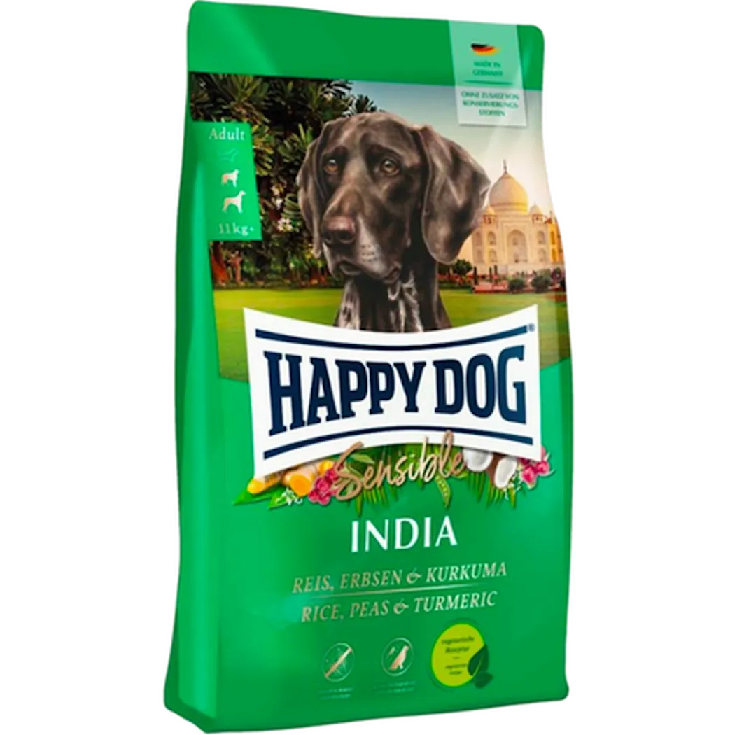 Happy Dog Dry Food Supreme Sensible India GlutenFree Vegetarian Rice, Peas & Turmeric Green 2,8 kg