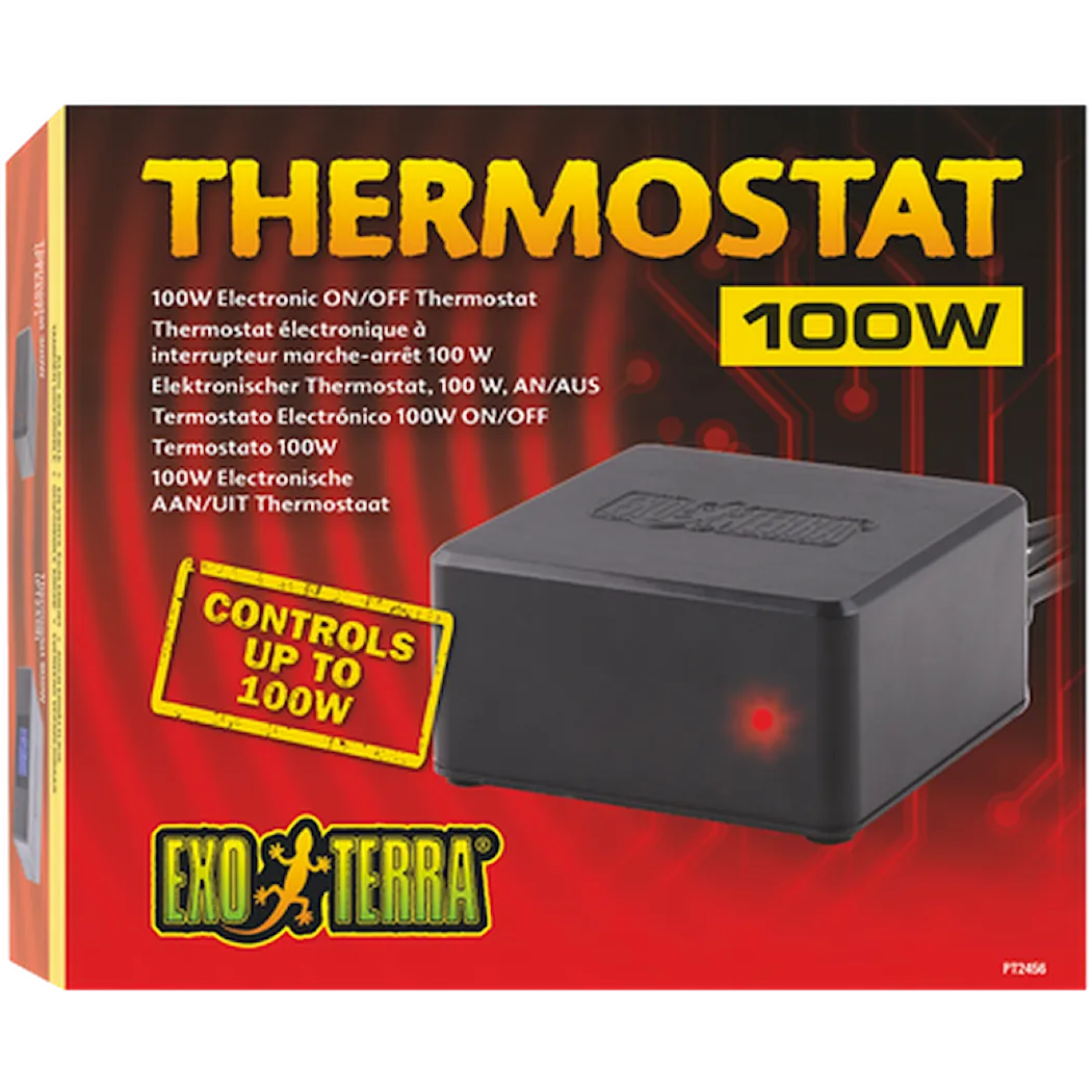 Exoterra Thermostat - Electric On/Off Thermostat Black 100 W