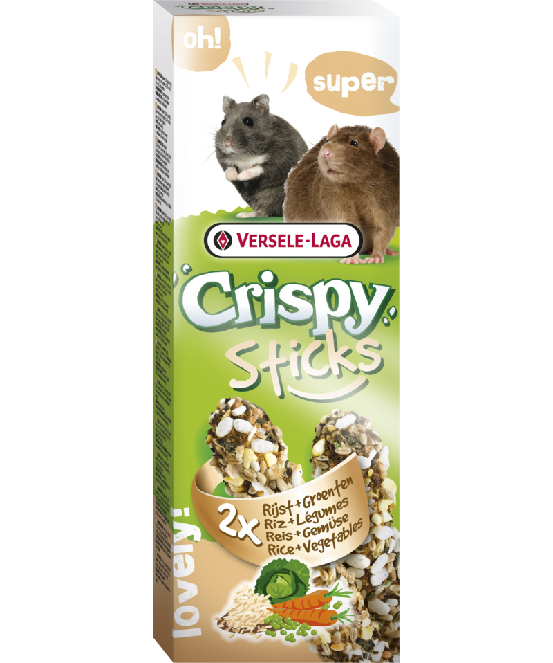 Versele-Laga - CrispySticks Hamster-Rat Rice/Vegetables 2-pack - Smådjur - Godis & Gnagstänger - ZOO.se
