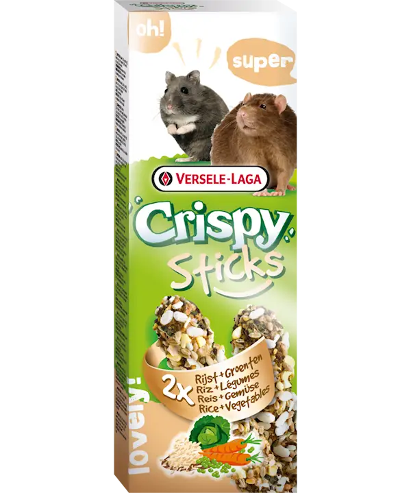 CrispySticks Hamster-rotte ris/grønnsaker 2-pk.