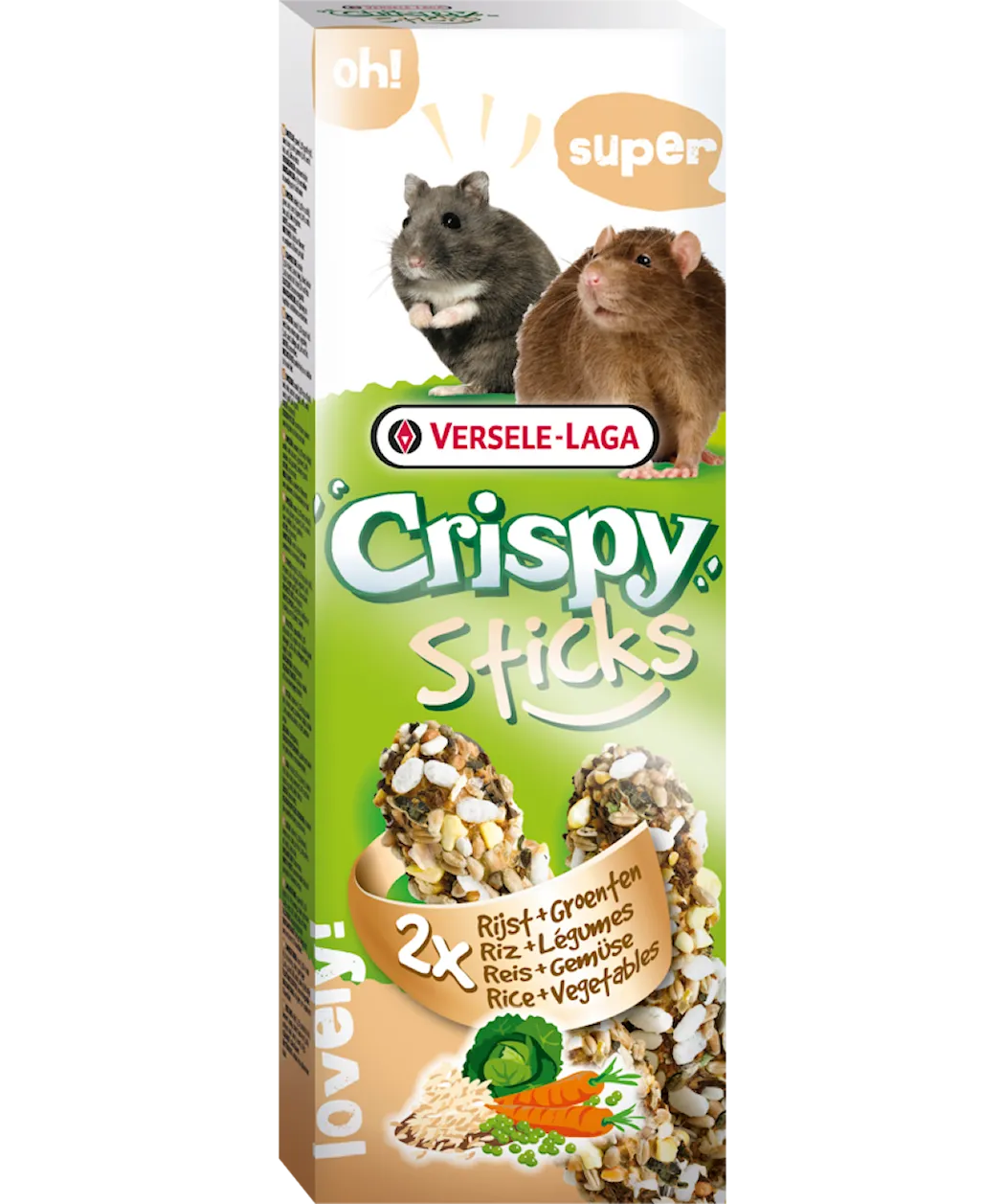 Versele-Laga CrispySticks Hamster-rotte ris/grønnsaker 2-pk.